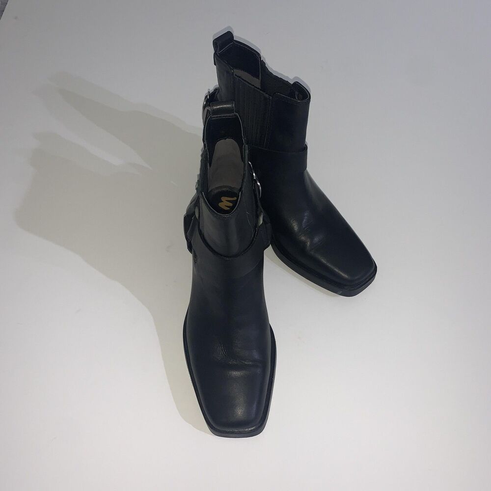 Sam Edelman Boots Womens Size 7 Black Bellamy Harness Square Toe Western Ankle